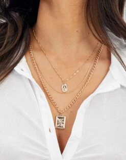 Plated Fine Chain Link Necklace -Everrastyle Shop 3 chain necklace pack gold front je52156nl 4