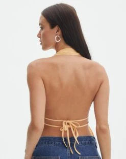 Split Front Open Back Halter Top -Everrastyle Shop ainsley apron blouse mango lassi back bv108528tex