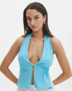 Denim V Neck Waistcoat 41 Denim V Neck Waistcoat -Everrastyle Shop ainsley apron blouse wet n wild front bv108528tex