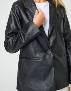 Faux Leather Blazer -Everrastyle Shop alexis 80s blazer black imageback jw45878pu