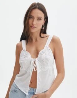 Foldover Zip Tube Top -Everrastyle Shop alixir split broderie cami white front bv135740cot