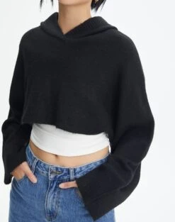 Hooded Cropped Knit 25 Hooded Cropped Knit -Everrastyle Shop ally hooded crop black imageback kl90069rpol