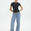 Thin Waistband Straight Leg Jean -Everrastyle Shop amber low rise straight jeans riley vintage wash front jd127424rdnm 1