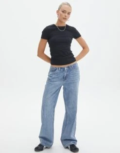 Thin Waistband Straight Leg Jean