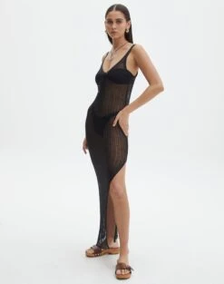 Sheer Metallic Maxi Dress -Everrastyle Shop anastasia glam dress black detail kd127891knt