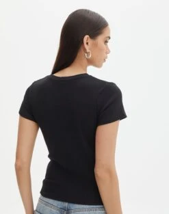 Ribbed Crew Neck Tee 24 Ribbed Crew Neck Tee -Everrastyle Shop angeles rib baby t shirt black back ts119559ocot