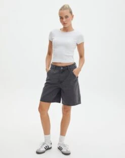 Ribbed Crew Neck Tee 28 Ribbed Crew Neck Tee -Everrastyle Shop angeles rib baby t shirt snow marle full ts119559ocot