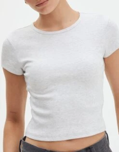 Ribbed Crew Neck Tee 30 Ribbed Crew Neck Tee -Everrastyle Shop angeles rib baby t shirt snow marle imageback ts119559ocot