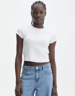 Ribbed Crew Neck Tee 34 Ribbed Crew Neck Tee -Everrastyle Shop angeles rib baby t shirt white detail ts119559ocot