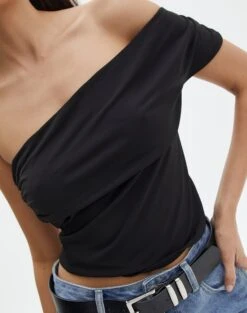 One Shoulder Asymmetric Top -Everrastyle Shop arabella assymetric top black imageback tv131045pln