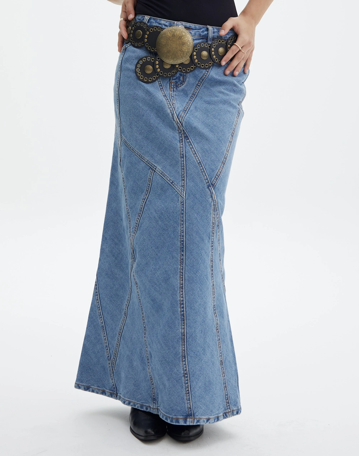 Panelled Denim Maxi Skirt 4 Panelled Denim Maxi Skirt - Image 2