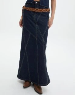 Panelled Denim Maxi Skirt 27 Panelled Denim Maxi Skirt -Everrastyle Shop arizona midi skirt last rodeo indigo full sl91950dnm