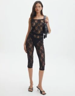 Satin Zip Pocket Cargo Pants 41 Satin Zip Pocket Cargo Pants -Everrastyle Shop asta lace pant black front pw131058lac 2