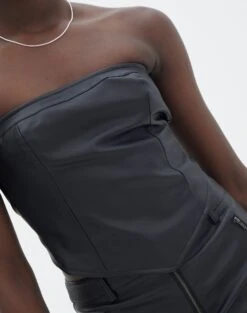 Faux Leather Tie Back Scarf Top 25 Faux Leather Tie Back Scarf Top -Everrastyle Shop ava apron strapless top black imageback bv111472pu