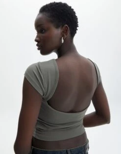 Supersoft Backless Short Sleeve Top 35 Supersoft Backless Short Sleeve Top -Everrastyle Shop bayley backless top cypress back ts73693pch