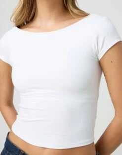 Supersoft Backless Short Sleeve Top 30 Supersoft Backless Short Sleeve Top -Everrastyle Shop bayley backless top white imageback ts73693pch