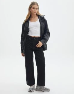 Panelled Knit Long Sleeve Top -Everrastyle Shop beadie wide leg crop jean washed black front jd41279fau 3