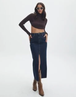 Cropped High Neck Backless Long Sleeve Knit Top -Everrastyle Shop bearman backless funnel top its soy cute full kl111146knt