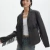 Faux Leather Tassel Jacket -Everrastyle Shop billy jo tassel jacket worn black front jw133140pu