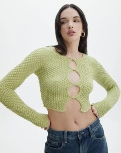 Lettuce Hem Mesh Top -Everrastyle Shop bobby bubble stitch cardi beginners luck front kc106197knt 1