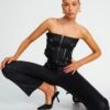 Faux Leather Biker Zip Corset