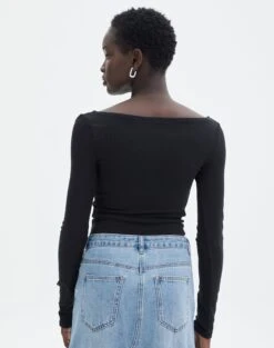 Boat Neck Long Sleeve Top 24 Boat Neck Long Sleeve Top -Everrastyle Shop bonnie boat neck black back tl93310vis