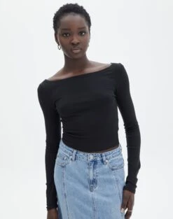 Boat Neck Long Sleeve Top