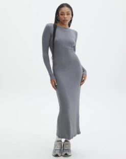 Luxe Lounge Modal Backless Long Sleeve Maxi Dress -Everrastyle Shop brynn backless longsleeve maxi dress keep your coal back dl92908mod