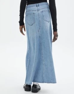 Front Split Denim Maxi Skirt -Everrastyle Shop california split front denim maxi skirt riley vintage wash back sl117834dnm