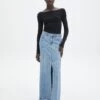 Front Split Denim Maxi Skirt -Everrastyle Shop california split front denim maxi skirt riley vintage wash front sl117834dnm
