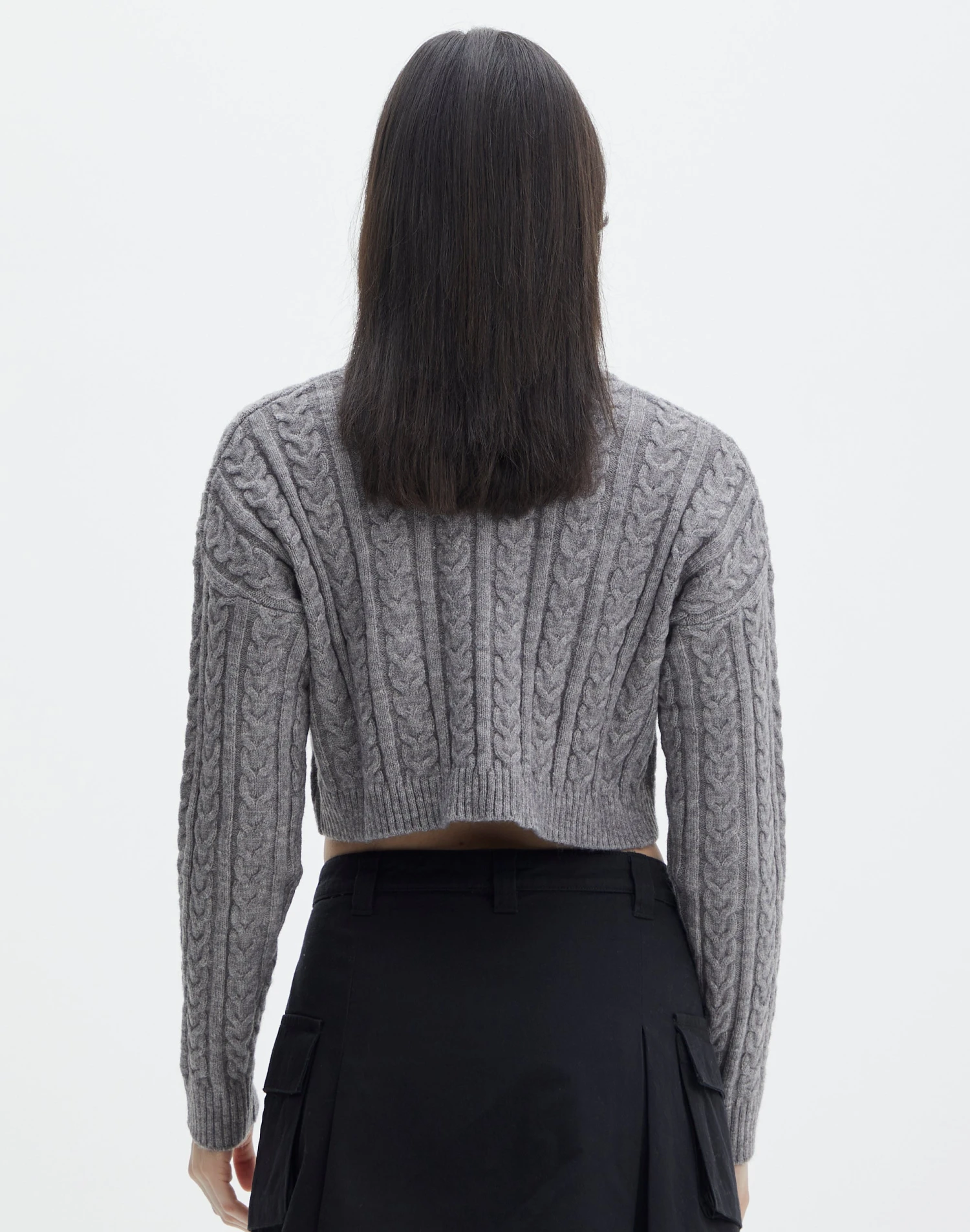 Cable Knit Long Sleeve Crop Top 5 Cable Knit Long Sleeve Crop Top - Image 3