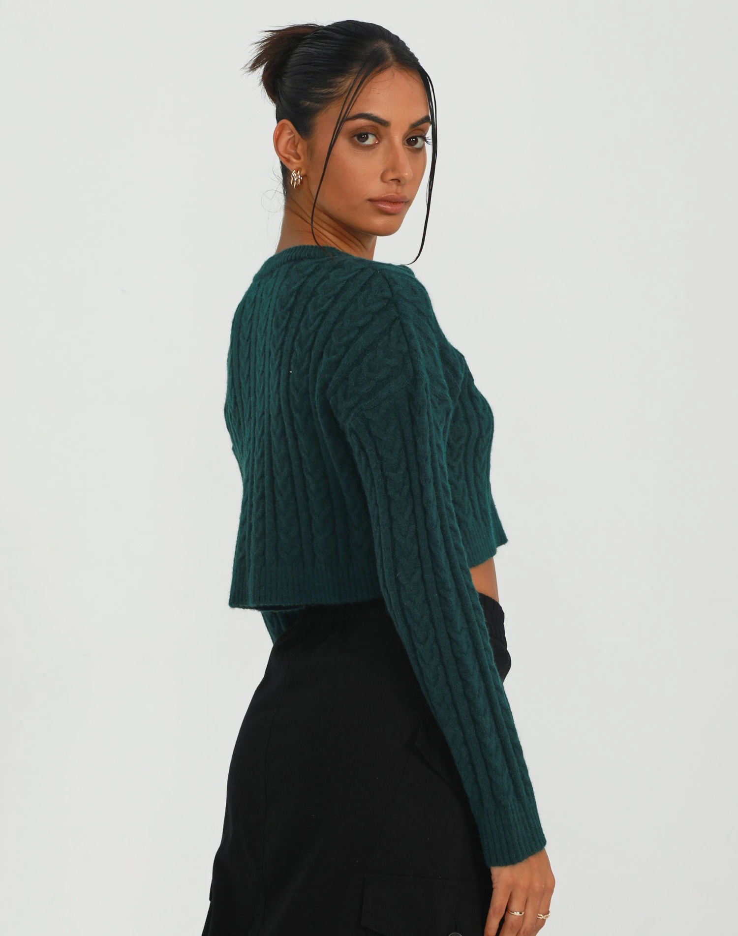 Cable Knit Long Sleeve Crop Top 15 Cable Knit Long Sleeve Crop Top - Image 13