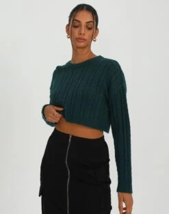 Seamless Cropped Long Sleeve -Everrastyle Shop capricorn cable knit top ivy league front kl55029knt 2