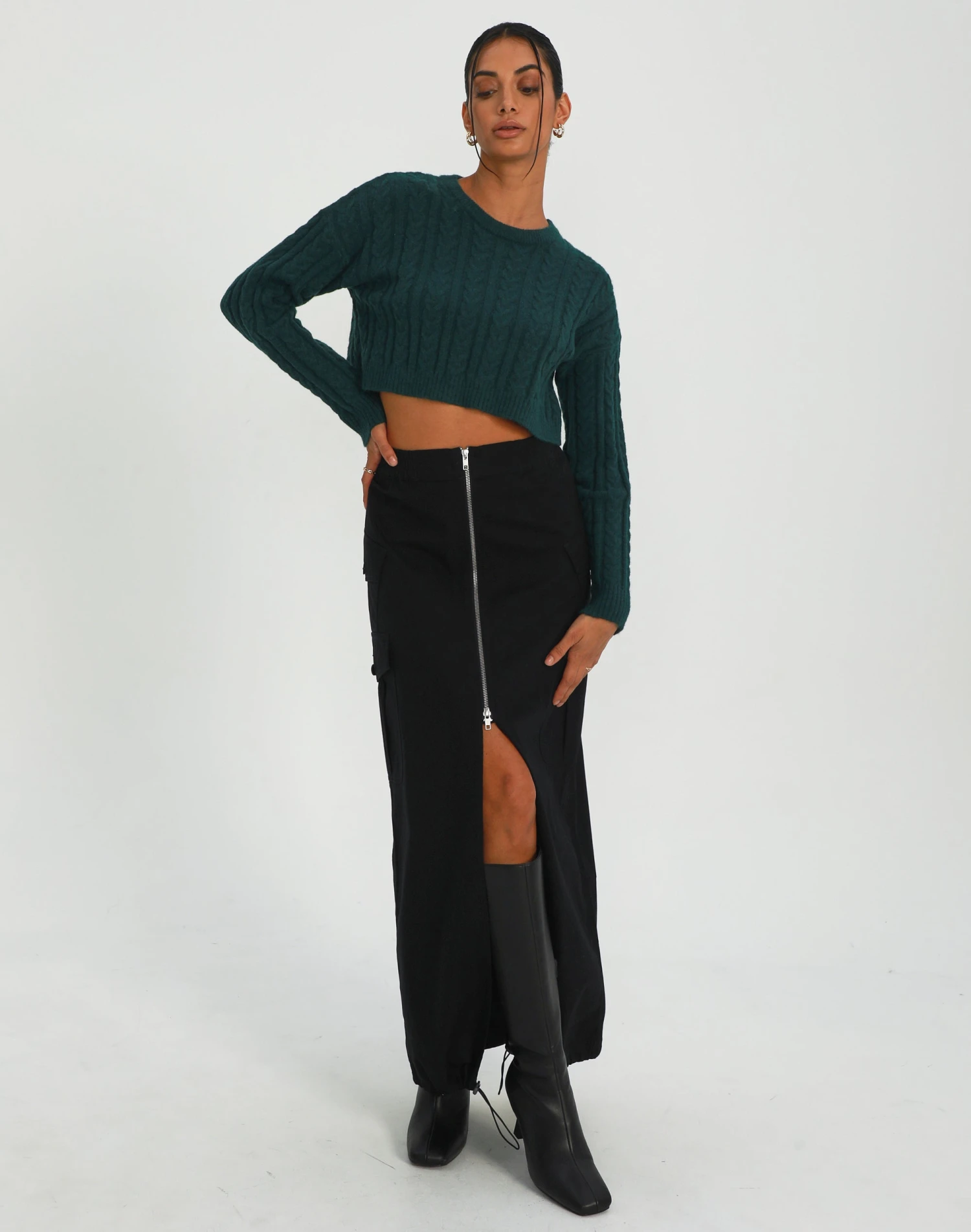 Cable Knit Long Sleeve Crop Top 14 Cable Knit Long Sleeve Crop Top - Image 12