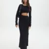 Cut Out Long Sleeve Side Split Maxi Dress