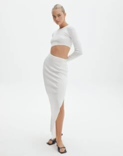 Cut Out Long Sleeve Side Split Maxi Dress -Everrastyle Shop carden cut out maxi dress milk full kd105194knt