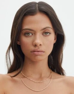 Plated Fine Chain Link Necklace -Everrastyle Shop cartia classic twin necklace gold front je144676nl 18