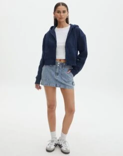 Cropped Zip Through Hoodie -Everrastyle Shop casa cropped zip through hoodie naughtical full tc127015cot