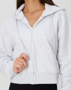 Cropped Zip Through Hoodie -Everrastyle Shop casa cropped zip through hoodie snow marle imageback tc127015cot