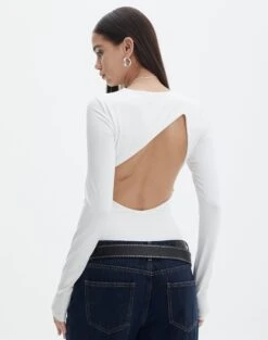 Supersoft Backless Long Sleeve Bodysuit -Everrastyle Shop cassidy cut out bodysuit milk front tb118064pch