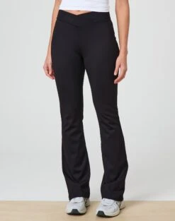 V Front Flare Ponte Pant -Everrastyle Shop christy v front ponte pant black full pw48072pont