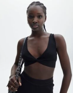 Knit Twist Front Crop Top