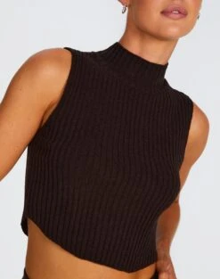 High Neck Curve Hem Knit Tank Top 30 High Neck Curve Hem Knit Tank Top -Everrastyle Shop co astor knit its soy cute imageback kv109477knt