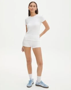 Linen Blend Tie Waist Shorts -Everrastyle Shop co cancun short white front sw93943cot 2