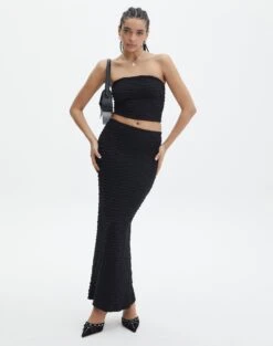 Strapless Textured Bandeau -Everrastyle Shop co ceejay textured maxi skirt black front sl105516tex 1