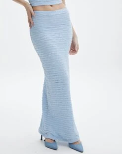 Textured Slim-fit Maxi Skirt -Everrastyle Shop co ceejay textured maxi skirt blue melody full sl105516tex