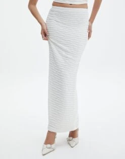 Textured Slim-fit Maxi Skirt -Everrastyle Shop co ceejay textured maxi skirt white detail sl105516tex
