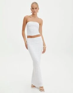Ribbed Knit Button Side Maxi Skirt -Everrastyle Shop co ceejay textured maxi skirt white front sl105516tex 1