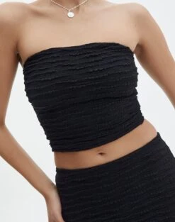 Strapless Textured Bandeau -Everrastyle Shop co ceejay textured top black imageback tv121132tex