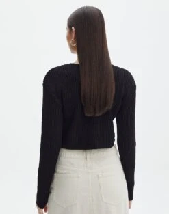 Twist Front Long Sleeve Knit Top -Everrastyle Shop co chenina chunky twist knit black back kl48394che